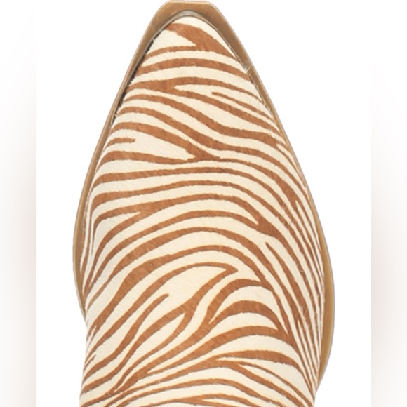 NEW Dingo Tan Zebra Print Hairy Up Genuine Calf Hair Leather Western Bootie 6.5M - Picture 5 of 14
